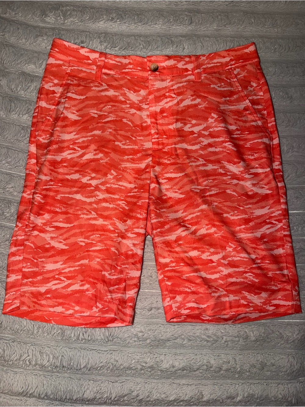 Greg Norman Collection Coral Pattern Flat-Front Shorts